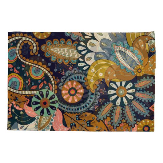 Kleurrijke Paisley: bloemenIndiaas behang. Kussensloop (Achterkant)