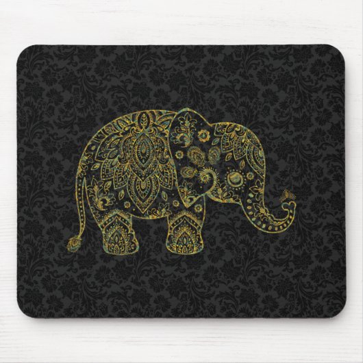 Kleurrijke Paisley Bloemenolifant illustratie Muismat (Voorkant)