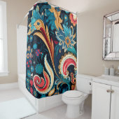 Kleurrijke Paisley Boho Art Douchegordijn (In situ)