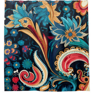 Kleurrijke Paisley Boho Art Douchegordijn