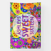 Kleurrijke Paisley Floral Sweet 16 Verjaardag Spandoek (Verticaal)