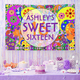 Kleurrijke Paisley Floral Sweet 16 Verjaardag Spandoek