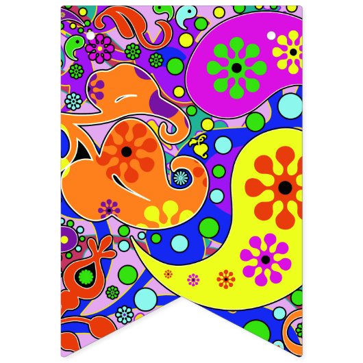 Kleurrijke Paisley Happy Sweet Sixteen Vlaggetjes (Eerste vlag)