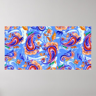 Kleurrijke paisley naadloos patroon poster