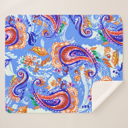 Kleurrijke paisley naadloos patroon sherpa deken (Voorkant (horizontaal))