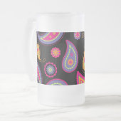 Kleurrijke Paisley naadloze Patroon Matglas Bierpul (Voorkant links)