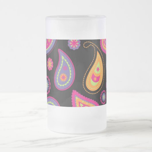 Kleurrijke Paisley naadloze Patroon Matglas Bierpul (Center)