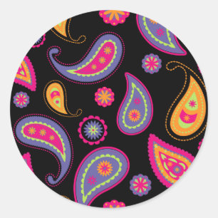 Kleurrijke Paisley naadloze Patroon Ronde Sticker