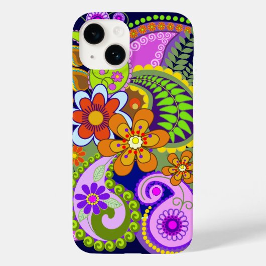 Kleurrijke Paisley Patronen en Bloemen Case-Mate iPhone Case (Achterkant)