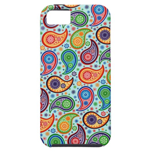 Kleurrijke  Paisley Soft Blue-achtergrond Case-Mate iPhone Case (Achterkant)