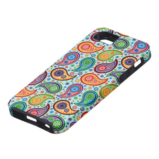 Kleurrijke  Paisley Soft Blue-achtergrond Case-Mate iPhone Case (Onderkant)