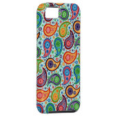 Kleurrijke  Paisley Soft Blue-achtergrond Case-Mate iPhone Case (Back/Rechts)