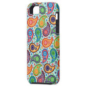 Kleurrijke  Paisley Soft Blue-achtergrond Case-Mate iPhone Case (Achterkant Links)