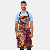 Kleurrijke Paisley stijl bloemmotief Schort (Gedragen)