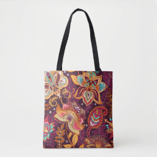 Kleurrijke Paisley stijl bloemmotief Tote Bag