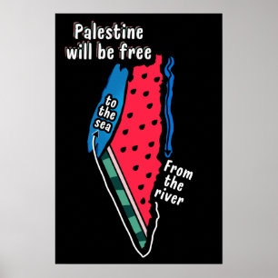 Kleurrijke Palestijnse Watermeloen kaart Grafisch  Poster
