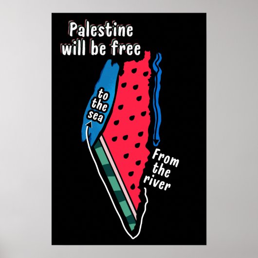 Kleurrijke Palestijnse Watermeloen kaart Grafisch  Poster (Voorkant)