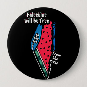 Kleurrijke Palestijnse Watermeloen kaart Grafisch Ronde Button 4,0 Cm