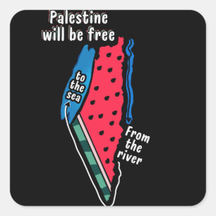 Kleurrijke Palestijnse Watermeloen kaart Grafisch  Vierkante Sticker