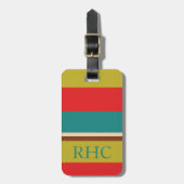 Kleurrijke Palet Streep Monogram Bagagelabel (Voorkant verticaal)