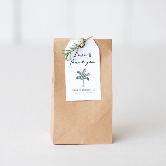 Kleurrijke Palm Tree Bachelorette Cadeaulabel