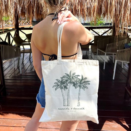 Kleurrijke Palm Tree Bestemming Bruiloft Welkom Tote Bag