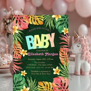 Kleurrijke palmbladeren groen Baby shower Kaart