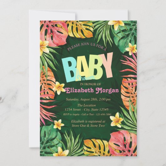 Kleurrijke palmbladeren groen Baby shower Kaart (Voorkant)