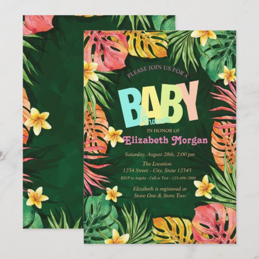 Kleurrijke palmbladeren groen Baby shower Kaart (Voorkant / Achterkant)