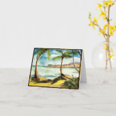 Kleurrijke Palmbomen en Strandnotitie Kaart (Gele Bloem)