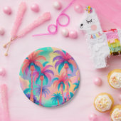 Kleurrijke palmbomen papieren bordje (Feest)