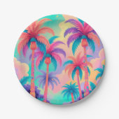 Kleurrijke palmbomen papieren bordje (Voorkant)