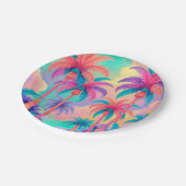 Kleurrijke palmbomen papieren bordje (Gekanteld)