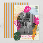 Kleurrijke palmbomen save the date (Voorkant / Achterkant)