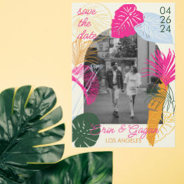 Kleurrijke palmbomen save the date