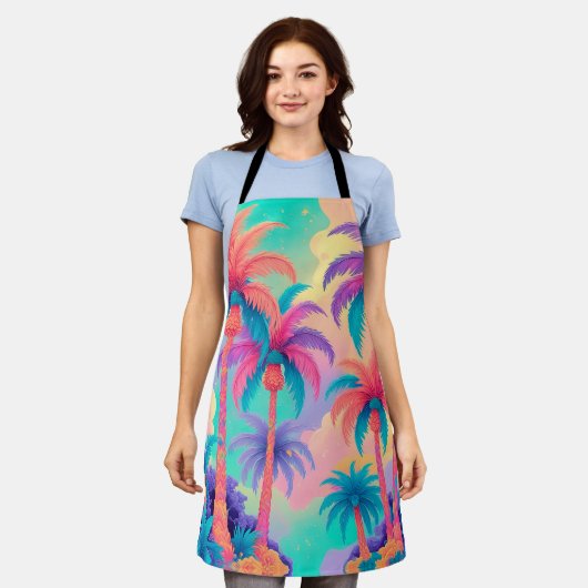 Kleurrijke palmbomen schort (Gedragen)