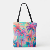 Kleurrijke palmbomen tote bag (Achterkant)