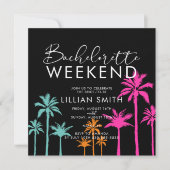 Kleurrijke palmboom Bachelorette Weekend Uitnodigi Kaart (Voorkant)