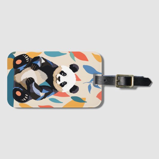 Kleurrijke Panda Beer Matisse Geïnspireerd Bagagelabel (Voorkant (horizontaal))