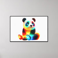 Kleurrijke Panda Kunst met Gloeiende Neon Licht