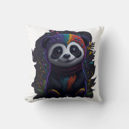 Kleurrijke Panda Kussen - Psychedelische Dubbelzij