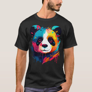 Kleurrijke Panda Leuke Dierenliefhebber Splash Art T-shirt