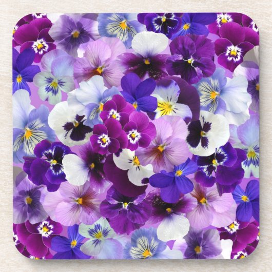 kleurrijke pansieën,  bloemen, bier onderzetter (Voorkant)