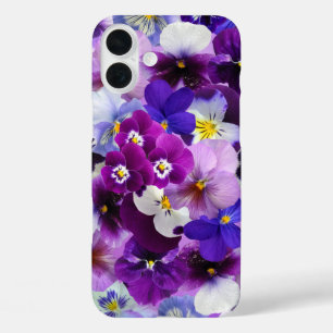 kleurrijke pansieën,  bloemen, iPhone 16 plus hoesje
