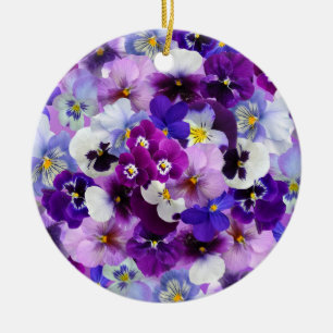 kleurrijke pansieën, bloemen, keramisch ornament