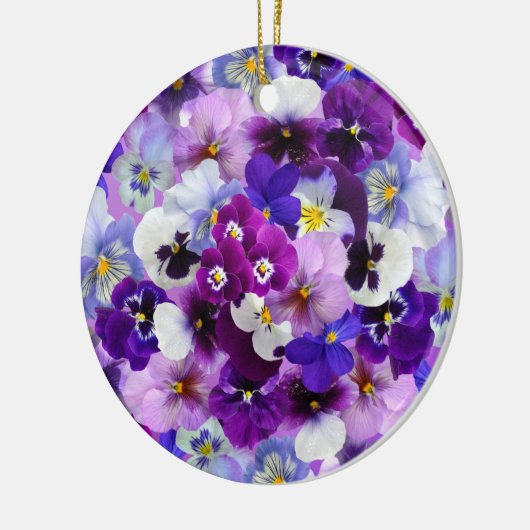 kleurrijke pansieën,  bloemen, keramisch ornament (Links)