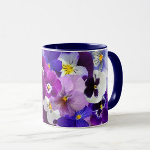 kleurrijke pansieën,  bloemen, mok