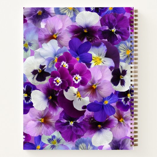 kleurrijke pansieën,  bloemen, notitieboek (Achterkant)