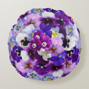 kleurrijke pansieën,  bloemen, rond kussen