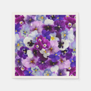 kleurrijke pansieën, bloemen, servet